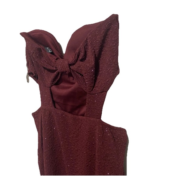 Windsor New With Tag Burgundy Strapless Sweetheart ‎ Glitter Mini Dress Size M - Picture 10 of 15